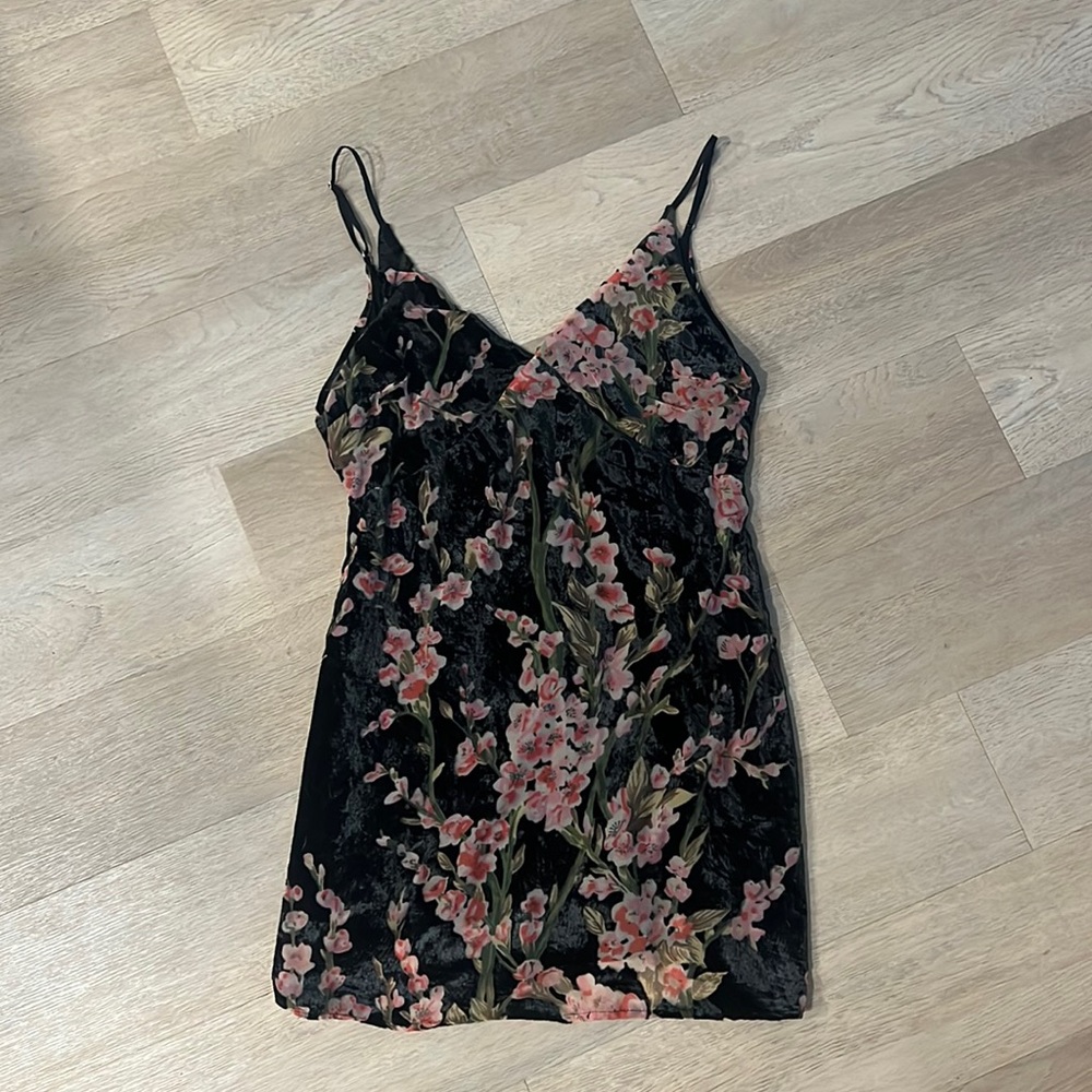 Black Velvet with flowers Dress